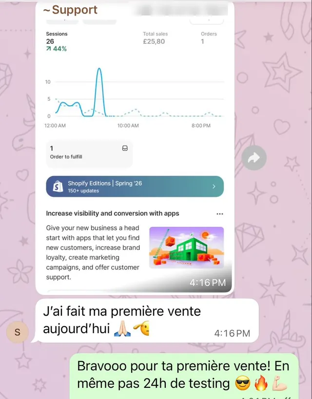 Première vente d'un élève en moins de 24 heures de test